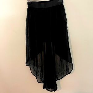 Black chiffon high-low skirt